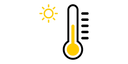 Icon of a sun and thermometer on a white background