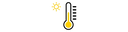 Icon of a thermometer with a sun, indicating high temperature.